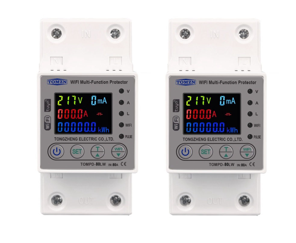 2 ADET TOMZN TOMPD-80LW 80A WiFi Akıllı Kaçak Akım Rölesi – Voltaj ve Akım Koruma - Image 1