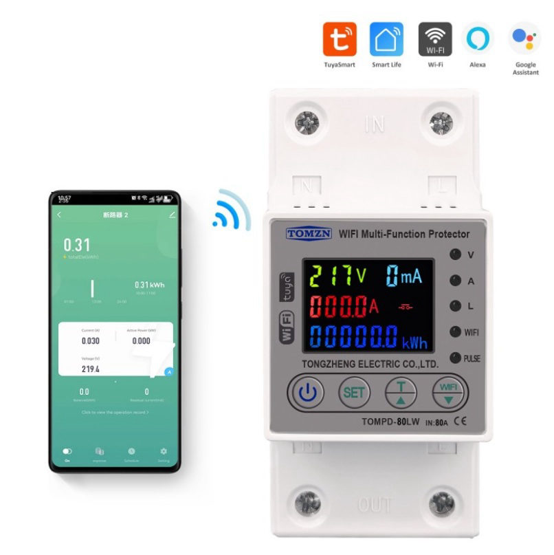 TOMZN TOMPD-80LW 80A WiFi Akıllı Kaçak Akım Rölesi