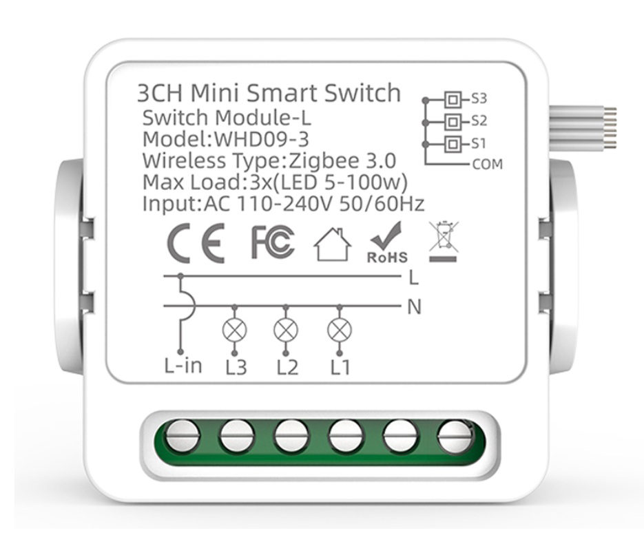 Tuya ZigBee Nötr Gerektirmeyen 3ch Nötrsüz Röle Akıllı Anahtar - Image 1