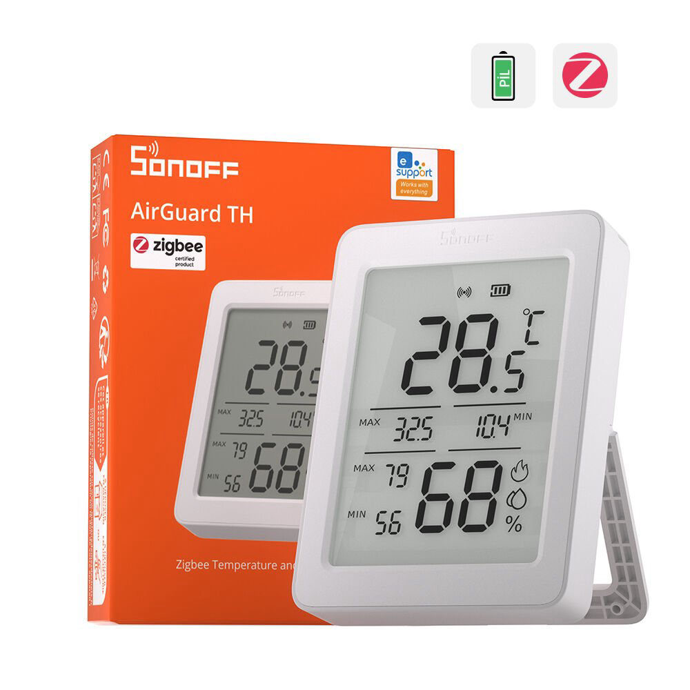 SONOFF AirGuard LCD Ekranlı Zigbee Akıllı Sıcaklık ve Nem Sensörü