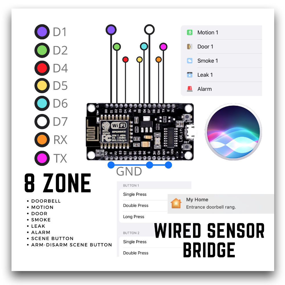 Wired Sensor Bridge (Castle Black) – 8 wired zones in Apple Home
